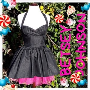 Betsey Johnson Black and Pink Halter Dress